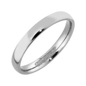 Metallinharmaa, 3mm tasaleveä titaanisormus pyöristetyllä rungolla. Sormuksen pinta on kiillotettu.