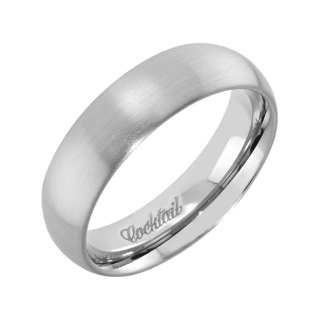 metallinharmaa, 6mm tasaleveä titaanisormus pyöristetyllä rungolla. Sormuksen pinta on mattaharjattu rungon suuntaisesti.